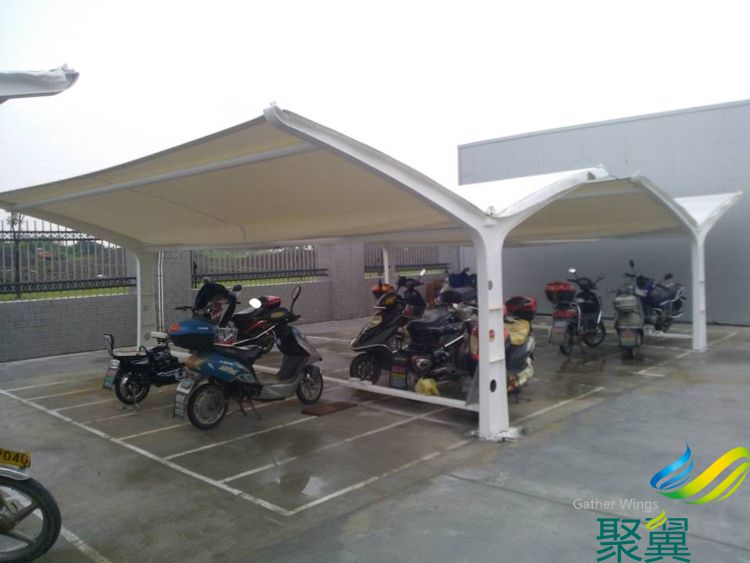 JY60z膜結(jié)構(gòu)自行車(chē)棚上海青浦案例實(shí)體照片展示