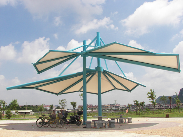 公園膜傘膜結(jié)構(gòu)遮陽棚JY-100MS，遮陽棚景觀安裝定制