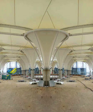  喇叭花膜結(jié)構(gòu)長廊_喇叭花鋼結(jié)構(gòu)及表面除銹刷漆