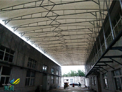 過道棚遮陽防雨-過道棚大型膜結(jié)構(gòu)，電動伸縮型