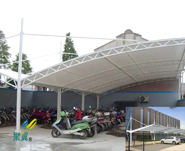 膜結(jié)構(gòu)車(chē)棚自潔性|膜結(jié)構(gòu)車(chē)棚拼接組裝