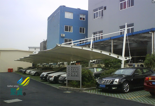 膜結構車棚的水槽，膜結構車棚有最好的防水系統(tǒng)