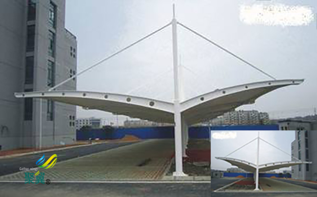 景觀張拉膜停車棚遮陽防火|膜結(jié)構(gòu)汽車棚尺寸