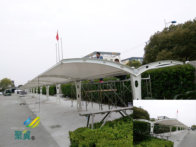 轎車膜結構車棚施工注意事項|汽車車棚