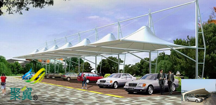 武漢汽車膜結(jié)構(gòu)自行停車棚膜體安裝工程
