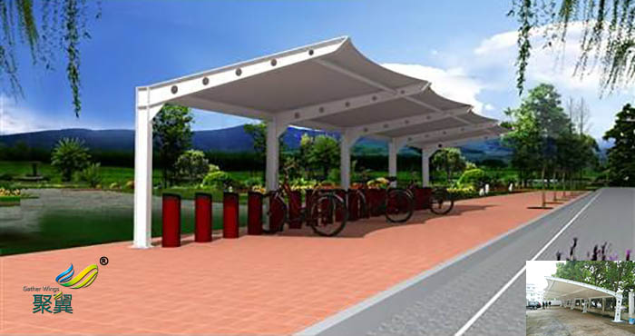 山東張拉膜結(jié)構(gòu)定制停充電樁車(chē)棚造價(jià)景觀