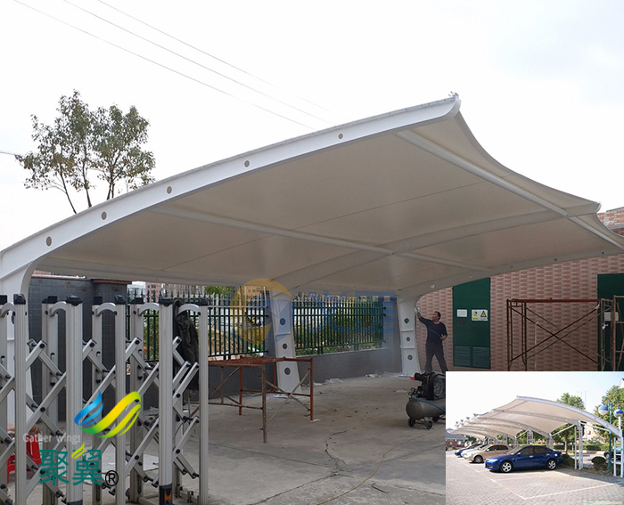 上海鋼膜結(jié)構(gòu)停汽自行充電樁車棚景觀安裝價格