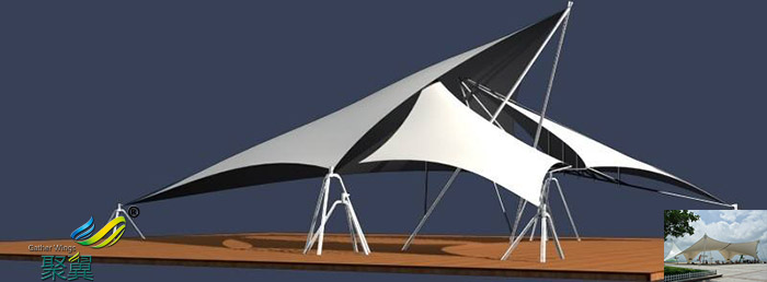 浙江景觀張拉膜結(jié)構(gòu)停車棚設(shè)施設(shè)計(jì)小品廠家工程圖片