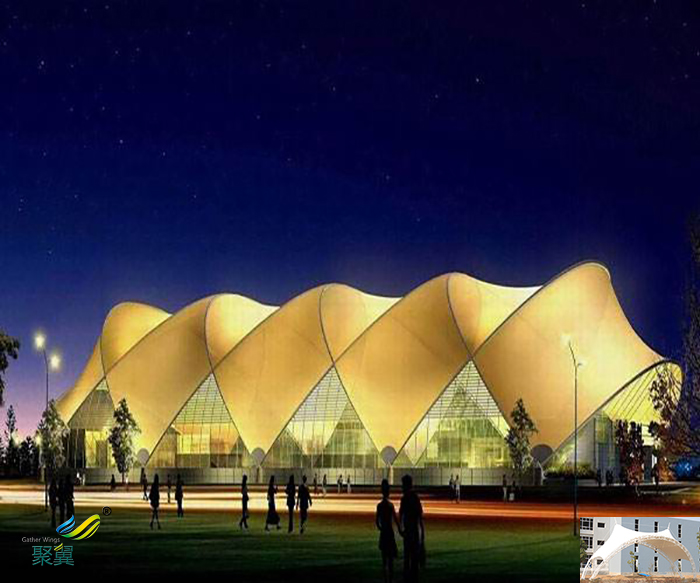 重慶張拉屋頂社區(qū)舞臺(tái)膜結(jié)構(gòu)效果圖  