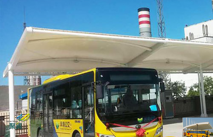 福建鋼膜結(jié)構(gòu)大巴車露天停車棚平面圖基礎(chǔ)設(shè)計(jì)