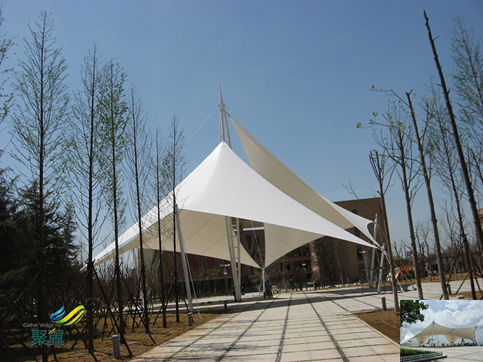 浙江學(xué)校張拉鋼膜結(jié)構(gòu)汽車停車棚施工方案