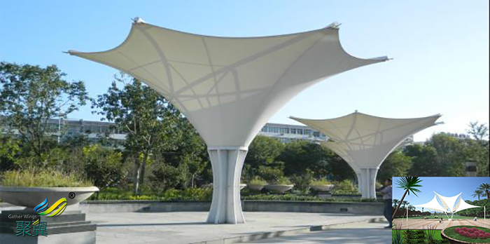 安徽室內(nèi)張拉膜雨棚停車棚設(shè)計(jì)材料施工效果圖