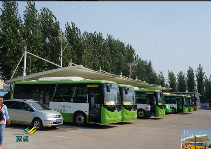 莆田鋼膜結(jié)構(gòu)光伏大巴車停汽車棚平面圖