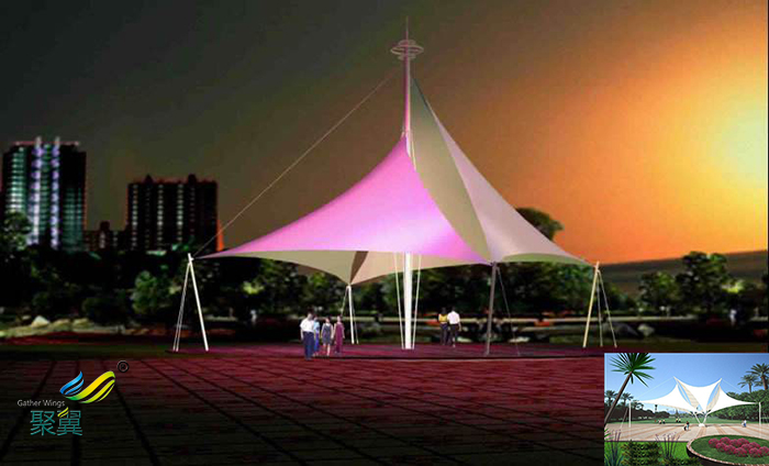 鄭州膜結(jié)構(gòu)室內(nèi)景觀張拉膜看臺(tái)停車棚雨棚圖廠家工程設(shè)計(jì)