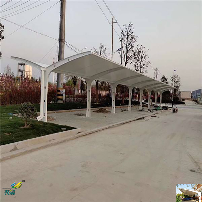 上海雙開膜結(jié)構(gòu)非機動充電樁車棚高度廠家施工圖