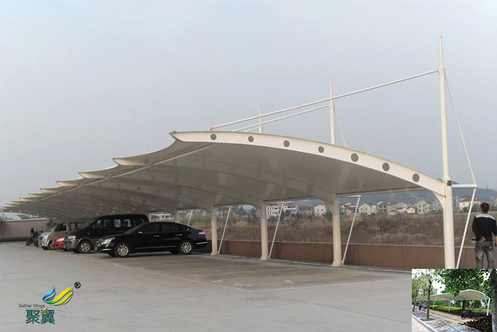 義烏安裝膜結(jié)構(gòu)汽車停車棚景觀棚圖片廠家報價工程