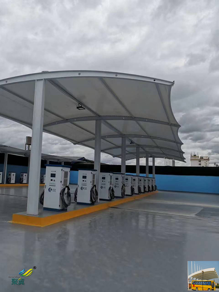 江蘇膜結(jié)構(gòu)大巴車停充電樁汽車車棚公司定做