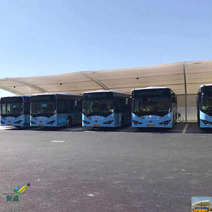 江蘇鋼膜結(jié)構(gòu)大巴車停車棚施工圖安裝廠家