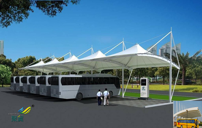 河南戶外小區(qū)張拉膜結(jié)構(gòu)大巴汽車停車棚安裝施工方案