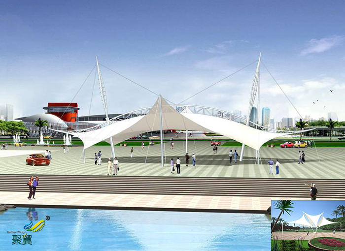 深圳膜結(jié)構(gòu)張拉膜景觀棚看臺報價施工效果圖多少一平米