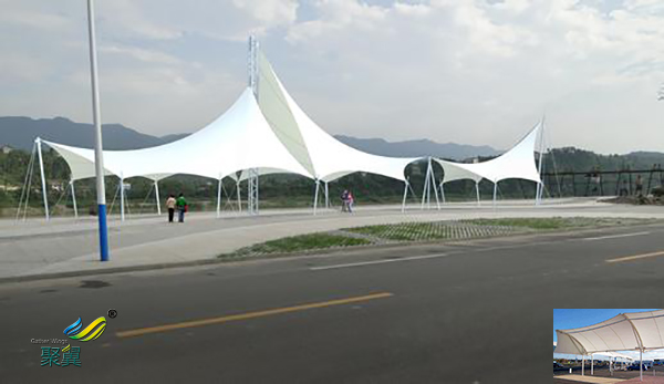 深圳膜結(jié)構(gòu)張拉膜看臺景觀棚停車棚雨棚圖片報價施工安裝