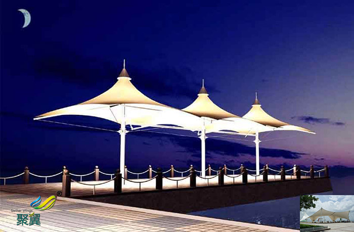 浙江廣場景觀張拉膜結(jié)構(gòu)汽車停車棚廠家設(shè)施設(shè)計圖片