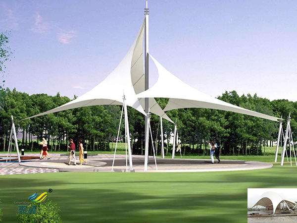 山東膜結(jié)構(gòu)景觀張拉膜車棚廠家工程效果圖