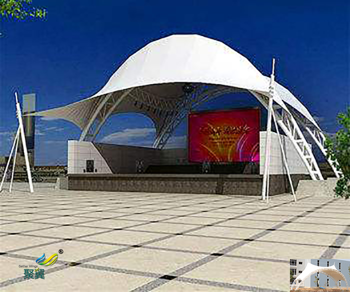 馬鞍山演出張拉戶外屋頂舞臺膜結(jié)構(gòu)頂棚設(shè)計(jì)效果圖