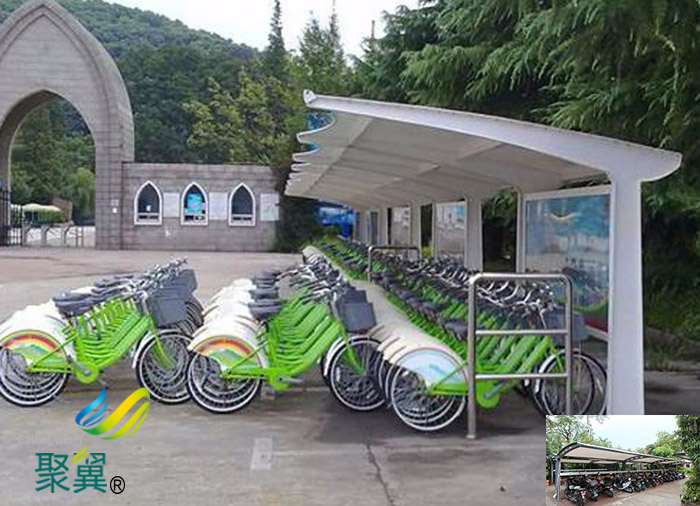 四川戶外膜結構非機動停車車棚定做施工圖生產(chǎn)廠家