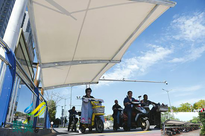 寧波膜結構非機動停車車棚施工圖定做生產(chǎn)廠家多少錢