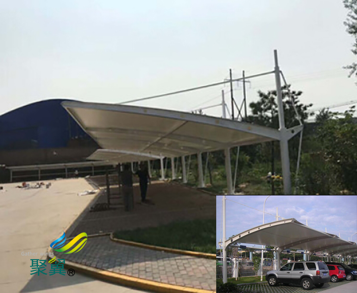 看你要什么膜結(jié)構(gòu)車棚材料和造型了，不同的材料和造型價(jià)