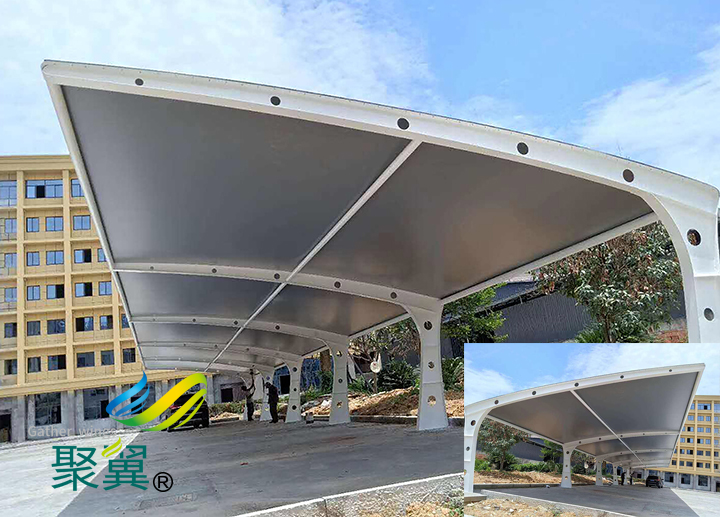 做膜結(jié)構(gòu)車棚貴不貴聚翼品牌車棚多少錢(qián)一個(gè)平方？