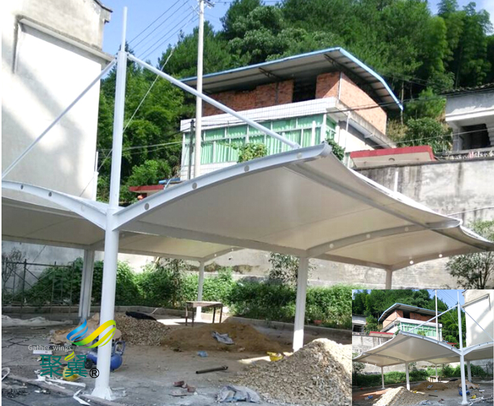 上海膜結(jié)構(gòu)停車棚施工組圖必看|打破傳統(tǒng)結(jié)構(gòu)