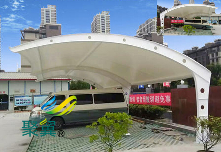 膜結構車棚PVC膜材價格便宜|停車棚安全措施