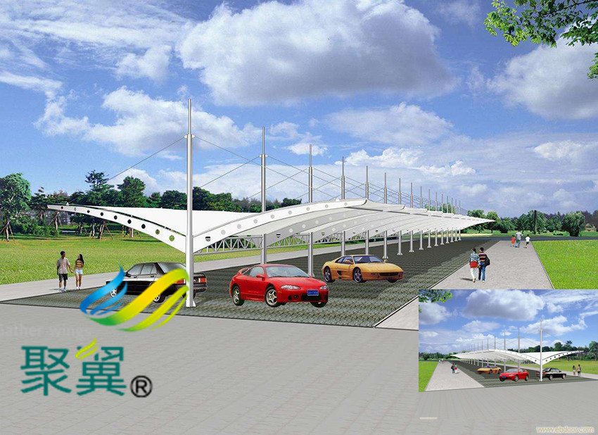  上海膜結(jié)構(gòu)車棚膜材單元安裝|停車棚張拉膜配件調(diào)試