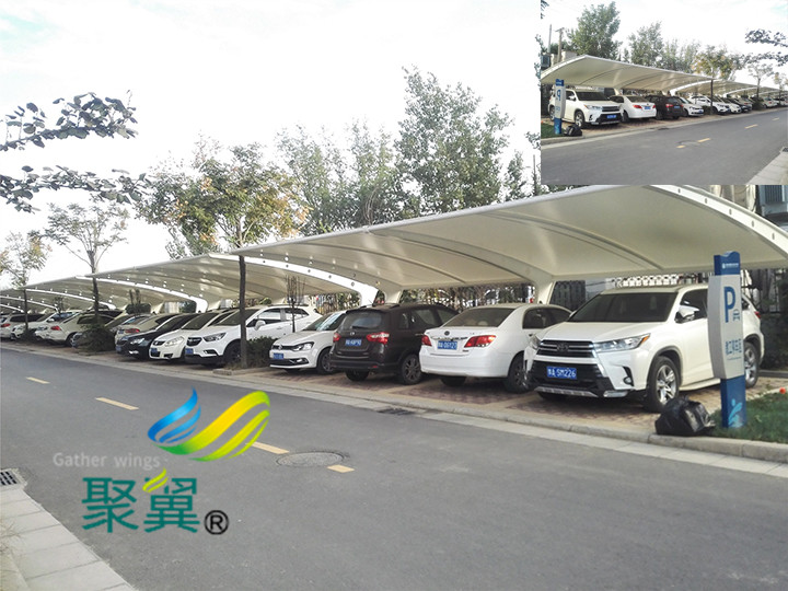 廠區(qū)張拉膜汽車棚停車棚鋼膜結(jié)構(gòu)車棚廠區(qū)直銷