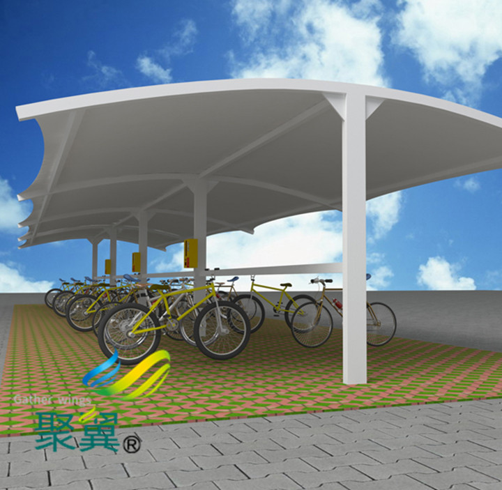 張拉膜結(jié)構(gòu)車棚景觀安裝|符合車棚建筑標準   