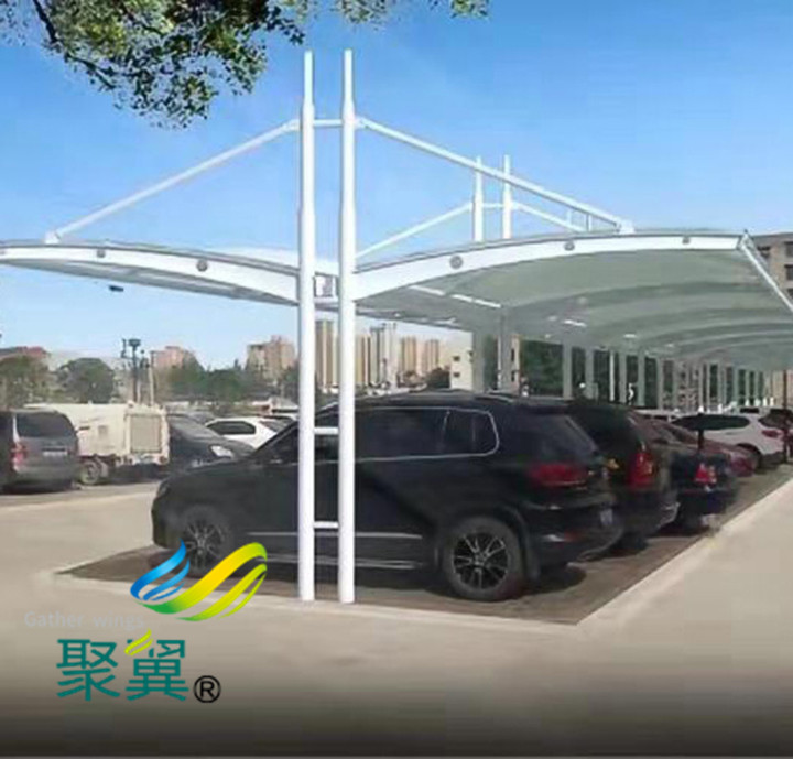 張拉膜結(jié)構(gòu)汽車停車棚特點|膜結(jié)構(gòu)停車棚廠家